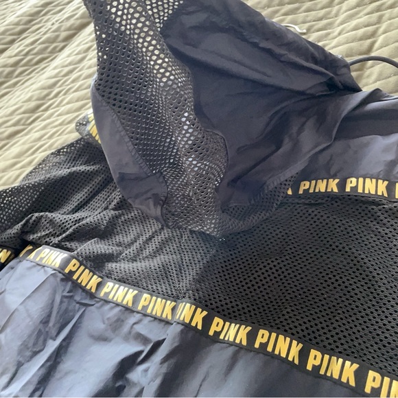Victoria’s Secret Pink Black and Gold Oversized Mesh Zip-up Jacket - Picture 7 of 8
